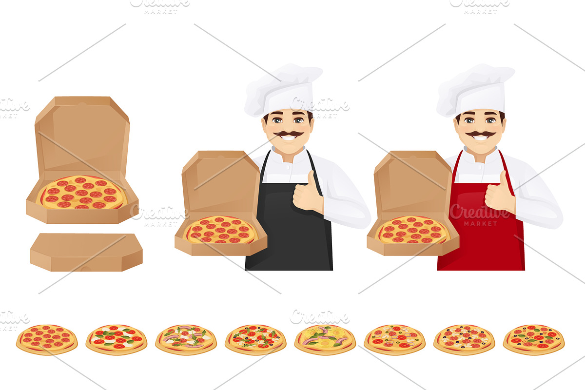 Male chef character kit, a Work Illustration by Volha Hlinskaya (Photo 5 of 5)