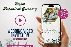 Botanical Wedding Video invite Canva
