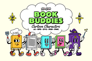 Book Buddies Cartoon Characters, an Illustration by The Isian
