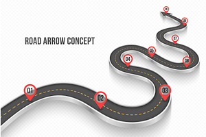 Winding 3d road infographic concept, a Transportation Illustration by RevelStockart