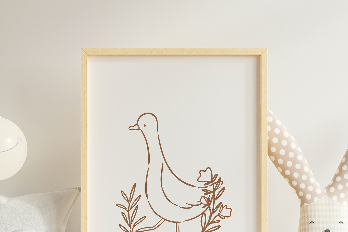 Line Art Cute Geese & Florals, an Animal Illustration by Jenteva Art (Photo 9 of 16)