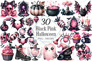 Black Pink Halloween Clipart, a Graphic by designcity5 (Thumbnail 1 of 5)