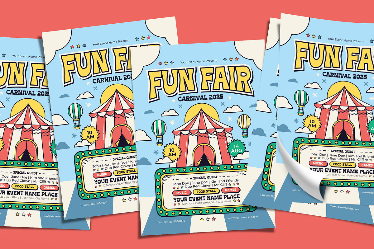 Retro Fun Fair Carnival Flyer, a Flyer Template by Tiptop Graphic (Photo 4 of 5)
