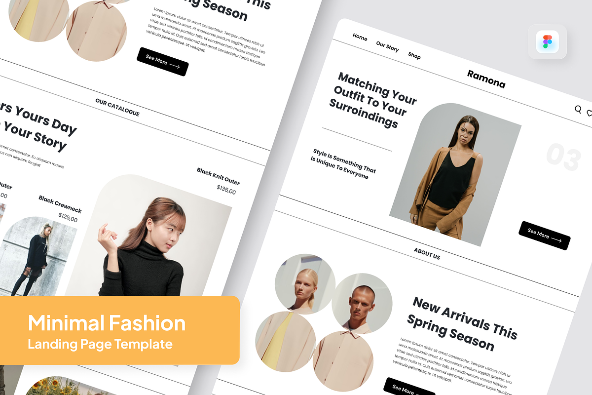 Minimal Fashion Landing Page, an UI Kit Template by SquidPixey (Photo 1 of 5)