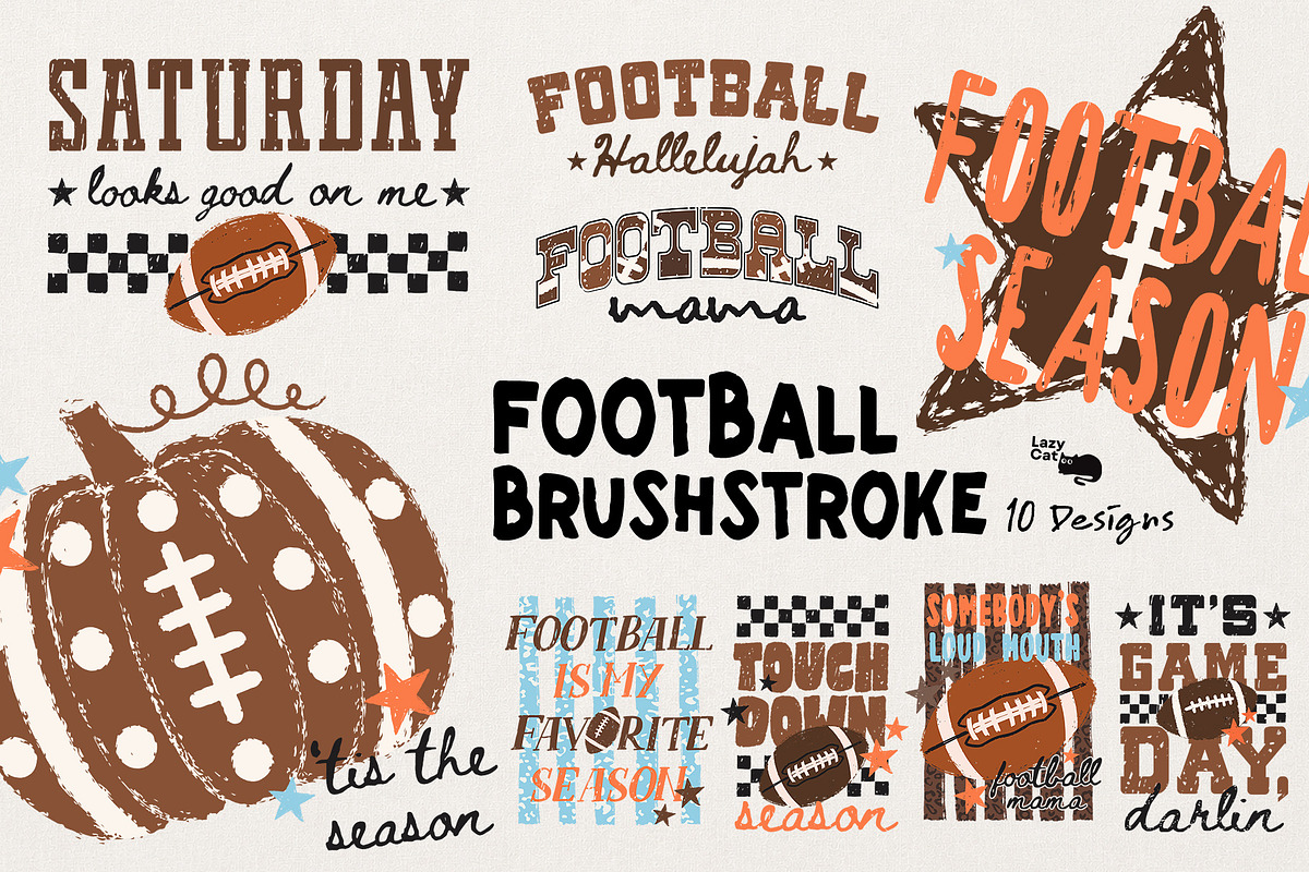 Football Brushstroke Designs, an Object Graphic by Lazy Cat (Photo 1 of 8)