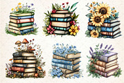 Pretty Books with Flowers Clipart, an Illustration by Dream Creation (Thumbnail 5 of 6)