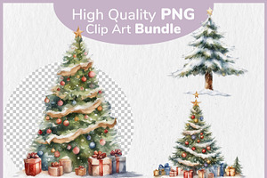 Snowy Christmas Trees Watercolor Art