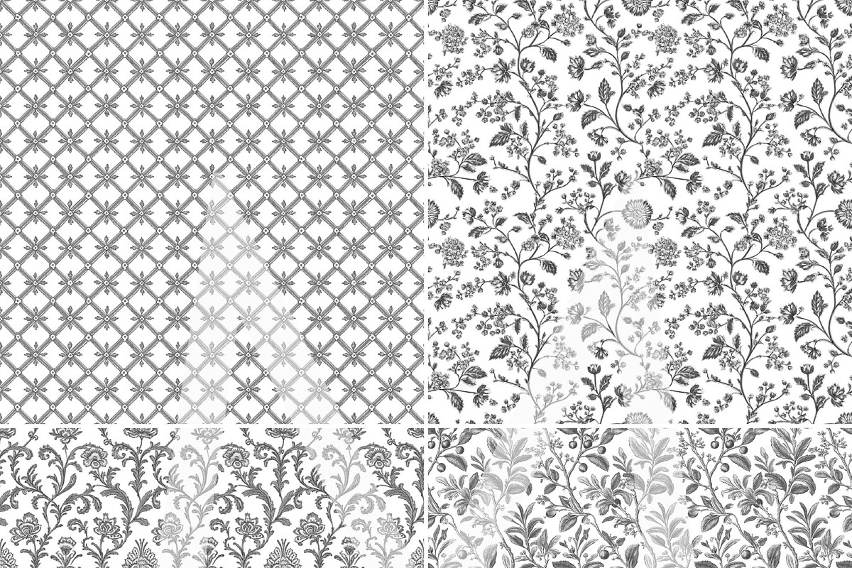 Charcoal Gray Toile Digital Papers, a Pattern Graphic by Maishop (Photo 7 of 7)
