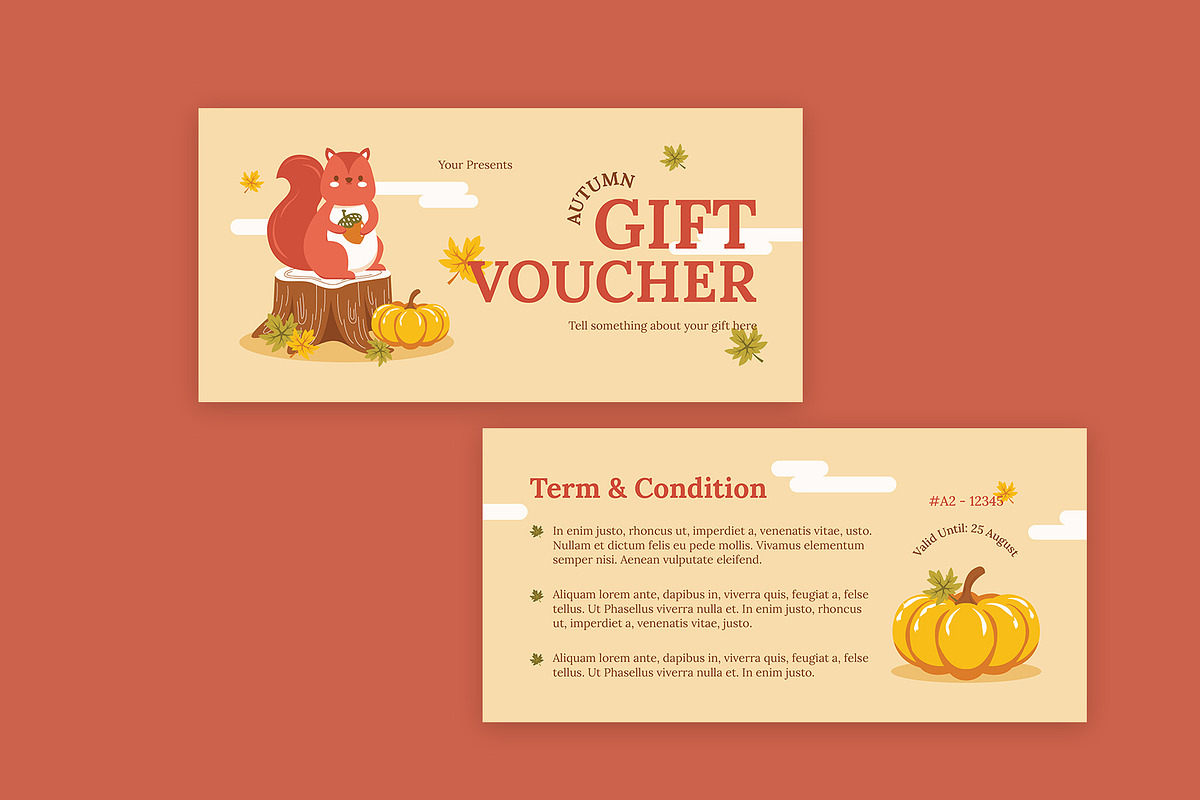 Cute Autumn Gift Voucher, a Stationery Template by Neermana (Photo 2 of 4)