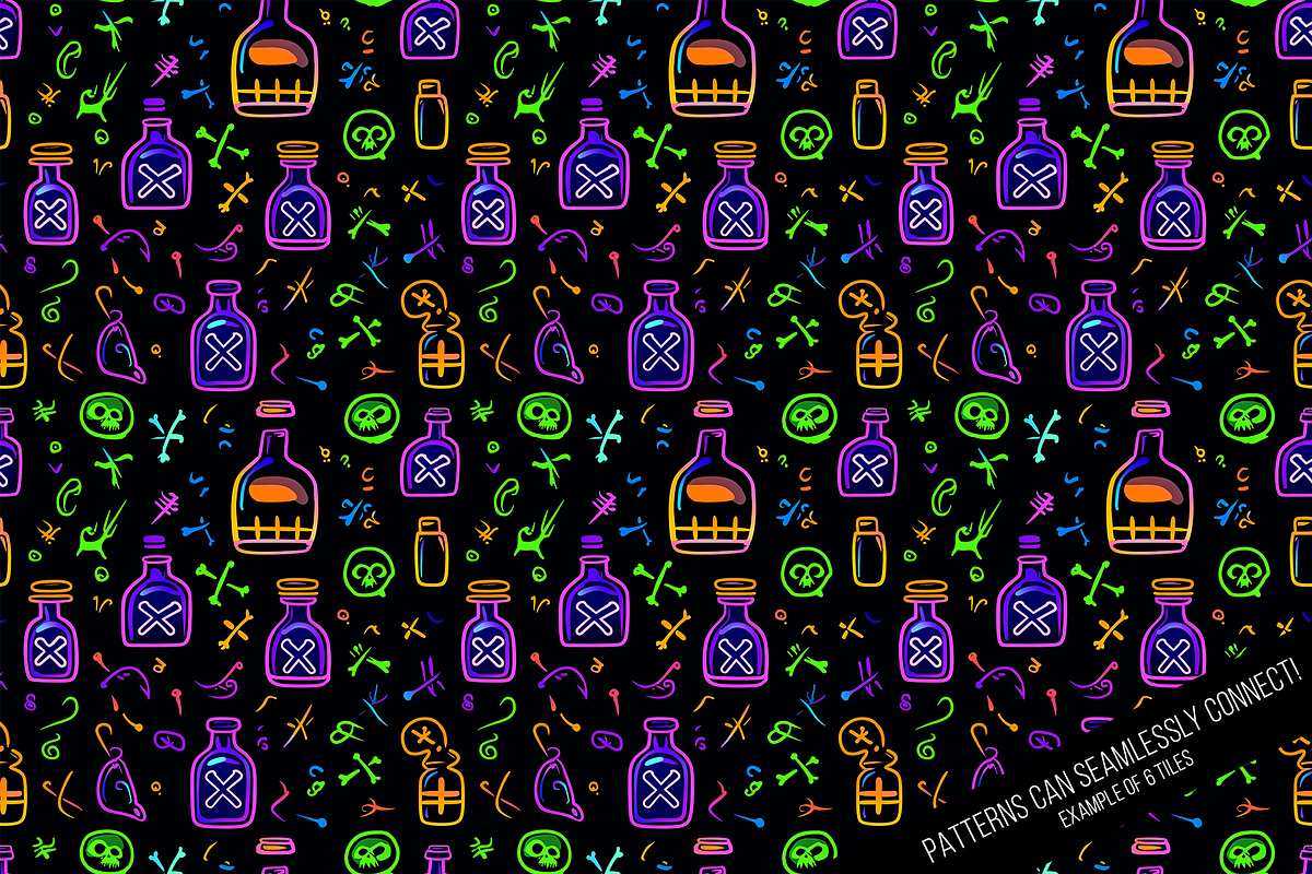 Neon Halloween Digital Paper, a Pattern Graphic by Chromolume Studio (Photo 26 of 28)