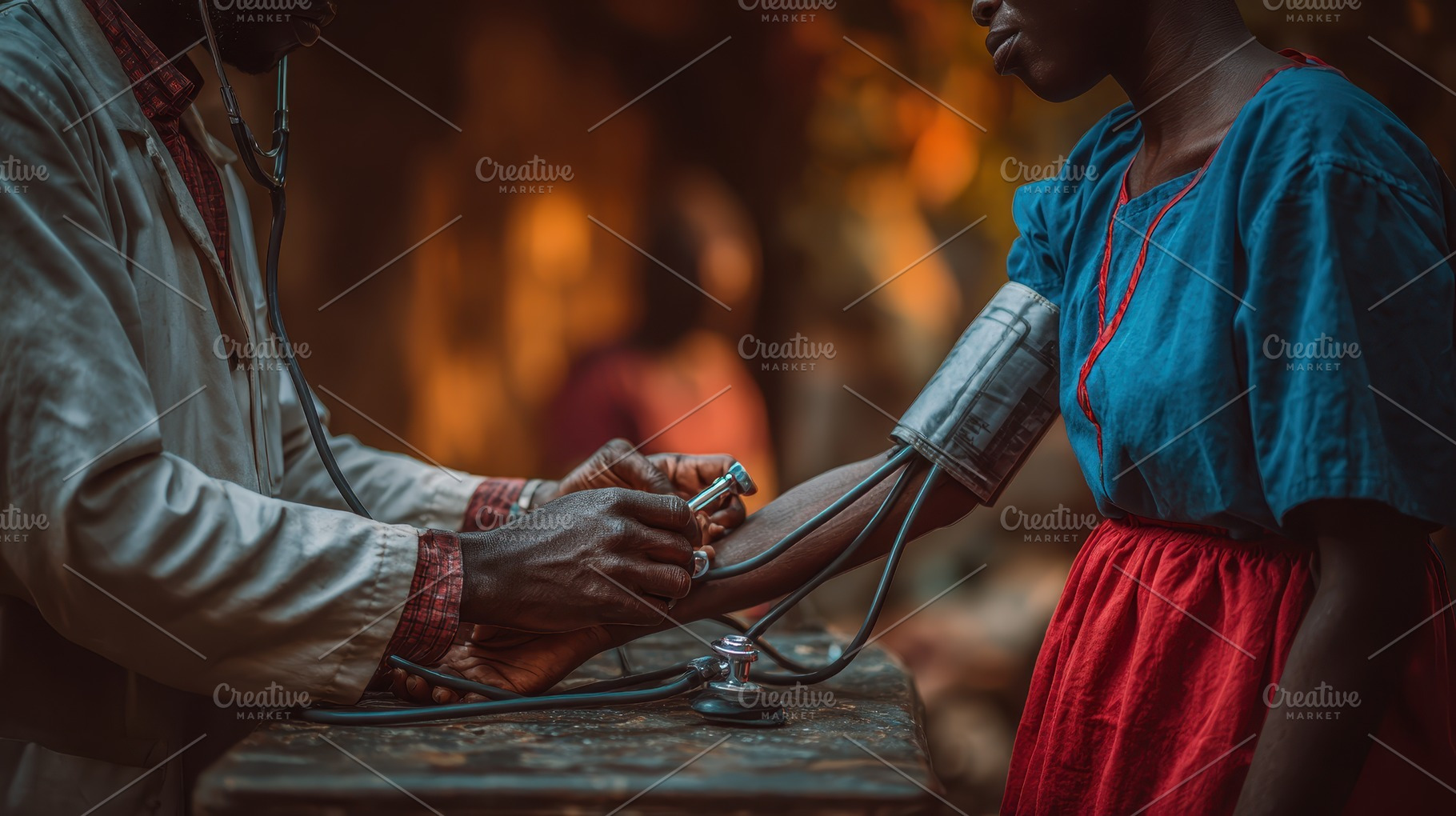 Doctor taking patients blood pressur, a Photo by Pixeness Studio