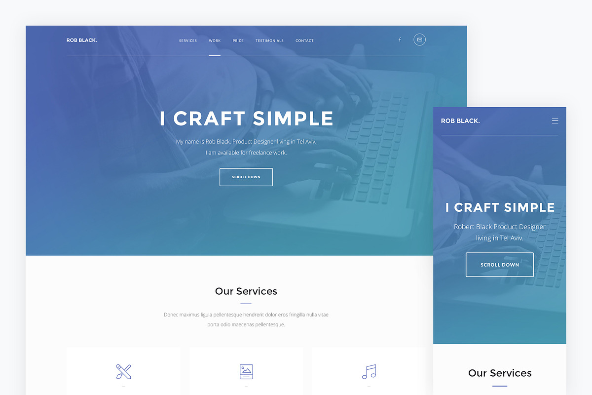 Onepage — Portfolio HTML Template, a HTML Template by artemmashirov (Photo 1 of 2)