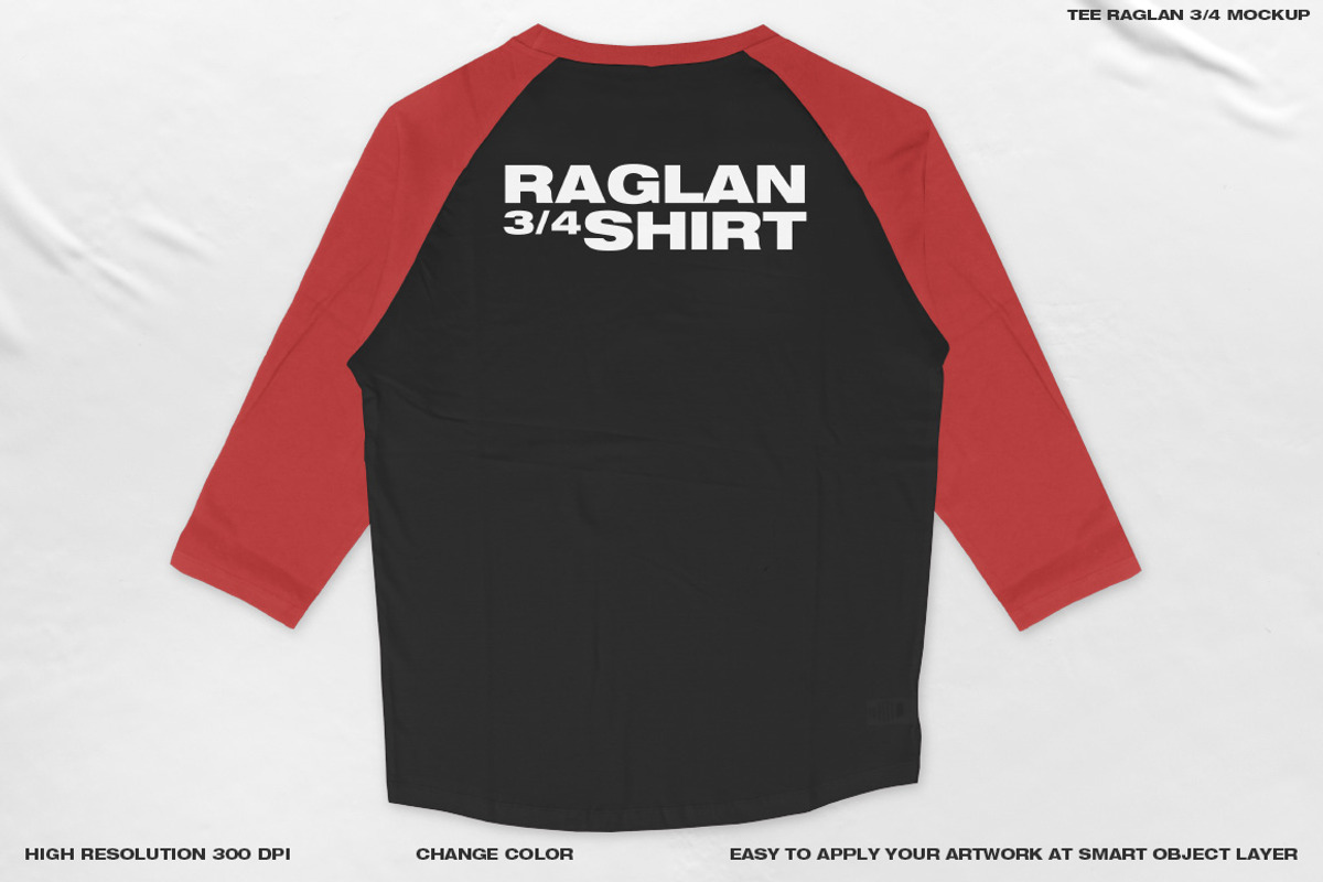 TEE RAGLAN 3/4 MOCKUP, a Shirt Mockup by DaldSgh (Photo 6 of 10)
