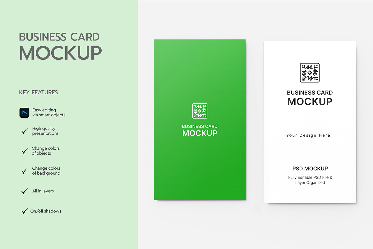 Vertical Business Card Mockup, a Product Mockup by graphypix (Photo 2 of 4)