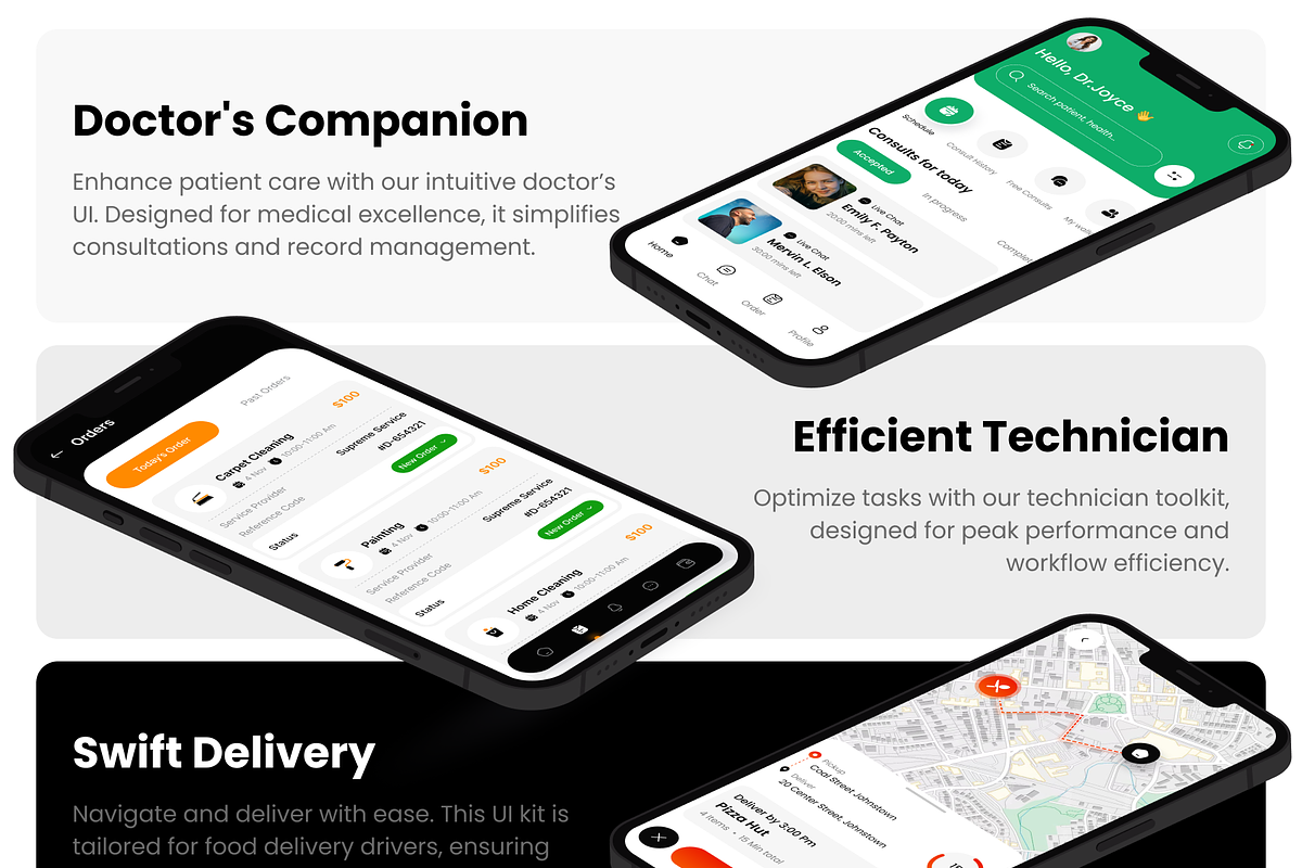 UIKit for food, driver, Technican, an UI Kit Template by Fluttertop (Photo 3 of 9)