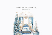 Christmas Blue Watercolor Dreamy Set, a Seasonal Illustration by studioequinox (Thumbnail 8 of 10)