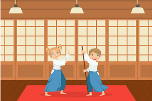 Boys Asian Martial Art Fighters, a Sport Illustration by TopVectors