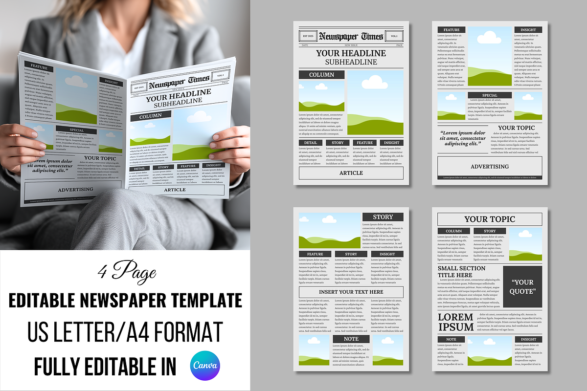 Vintage Newspaper Template, a Magazine Template by ZoloDesignHub (Photo 1 of 8)