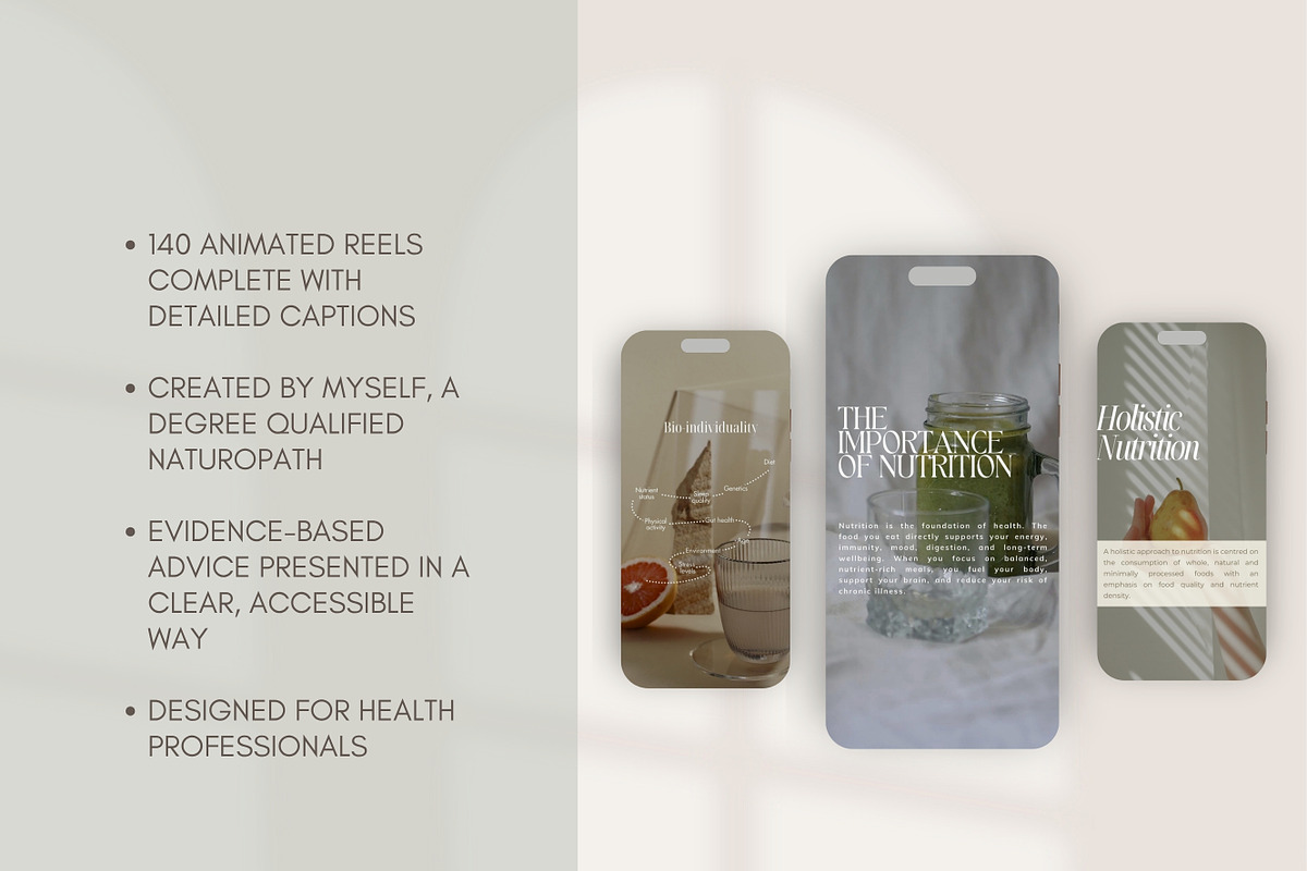 Nutrition Instagram Reels Canva, a Social Media Template by Naturopath Hub (Photo 4 of 8)