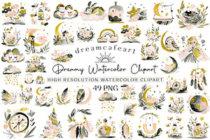 Dreamy Watercolor Clipart, an Illustration by DreamCafeArt