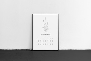 Floral Line Art Calendar 2022