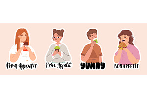 People eating and drinking. Funny, a Food Illustration by Valerie Bodnar