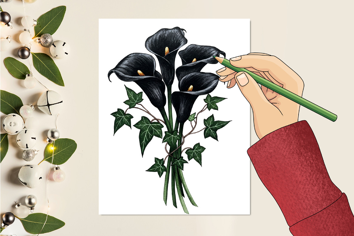 Dark Moody Gothic Flower Clipart, an Illustration by RobertsArt (Photo 2 of 7)