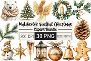 Watercolor Neutral Christmas Clipart, an Illustration by Black Bird Studio (Thumbnail 1 of 6)