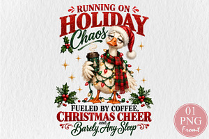 Funny Christmas Coffee Duck PNG