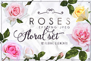Roses set PNG EPS, a Decorative Illustration by ollalya (Thumbnail 1 of 2)