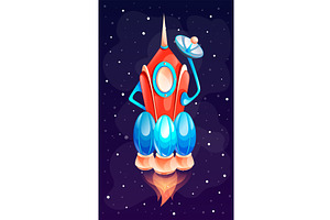 Colorful Vector Cartoon Space Icon