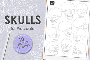 Skulls Procreate Stamp Brushes