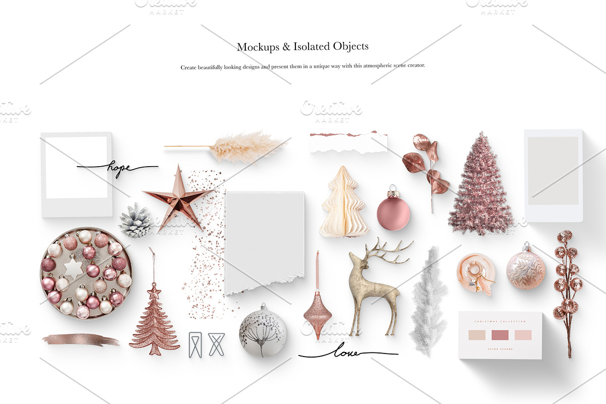 03 SCENE_Pastel Pink Christmas Scene, a Books & Magazine Mockup by Kzara Visual Concepts (Photo 3 of 7)