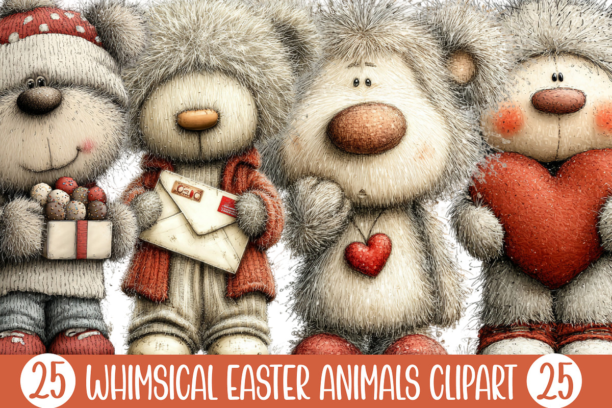 Whimsical Easter Animals Clipart, an Illustration by Designking (Photo 1 of 5)