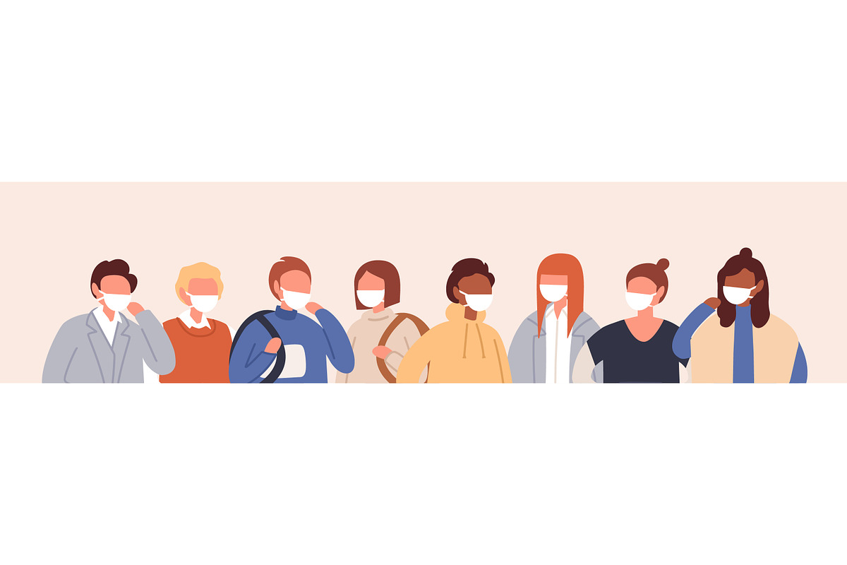 People wearing face masks, a Healthcare Illustration by Good Studio (Photo 1 of 5)