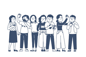 Friends group with smartphones, a Person Illustration by LadadikArt