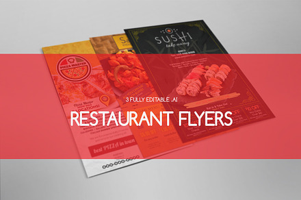 3 Restaurant Flyers / Ads Templates