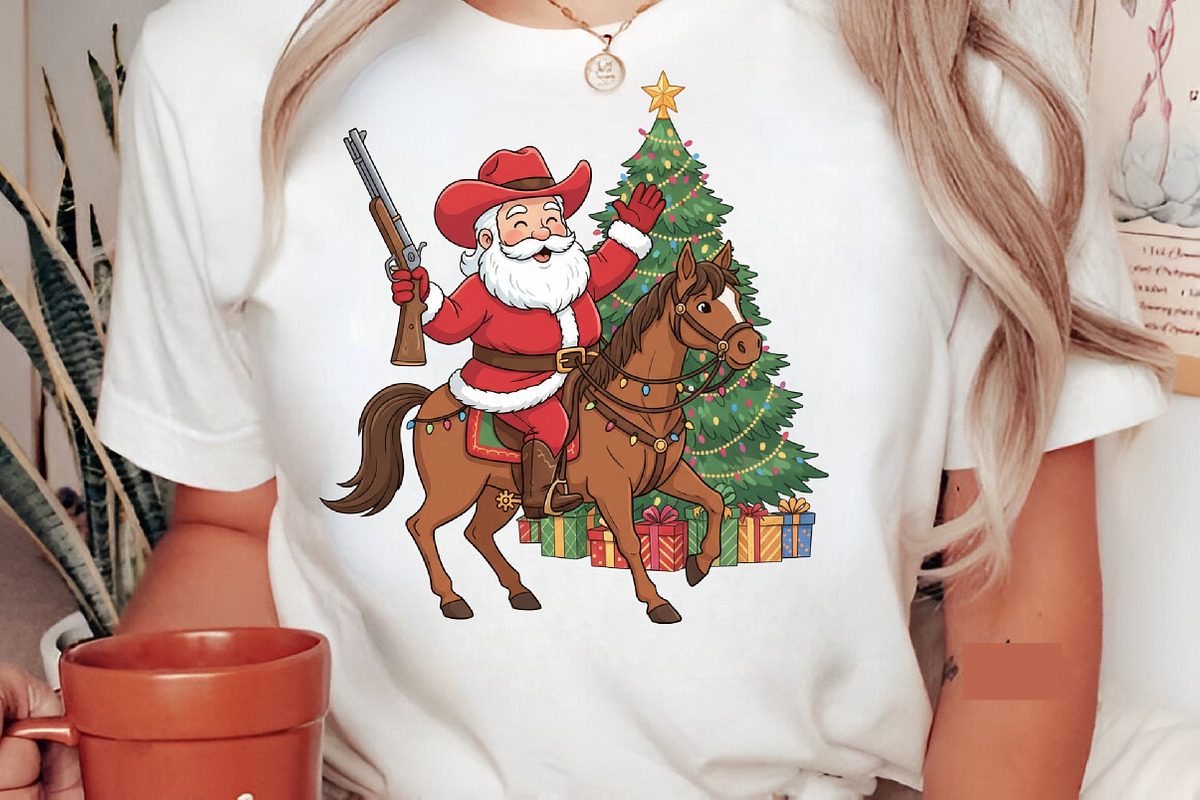 Santa Riding Horse Cowboy Embroidery, an Icon by Designking (Photo 3 of 4)