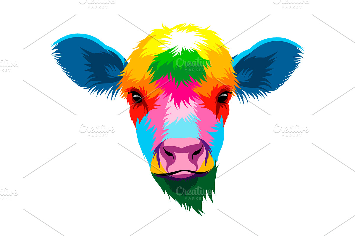 Abstract brown cow head portrait, an Animal Illustration by 3D Tai