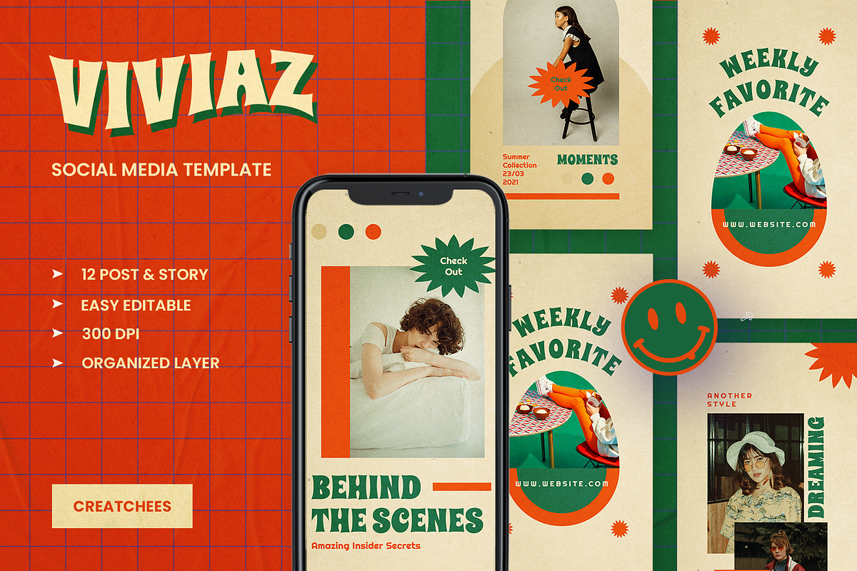 Viviaz Instagram Template, a Social Media Template by Creatchees.std (Photo 1 of 5)