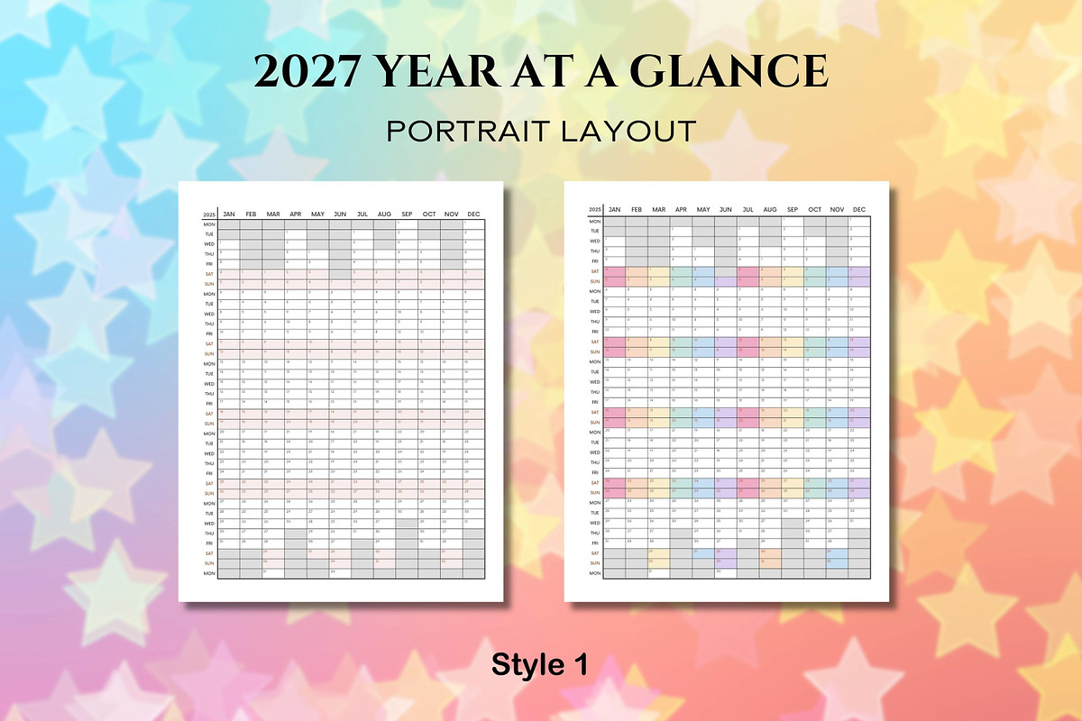 2027 Yearly at a Glance - Canva, a Templates & Theme by Adalin Shop (Photo 8 of 12)