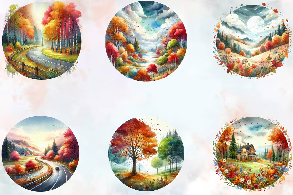 Fall Autumn Stained Glass Clipart Bu, an Illustration by SVGArt (Photo 3 of 8)
