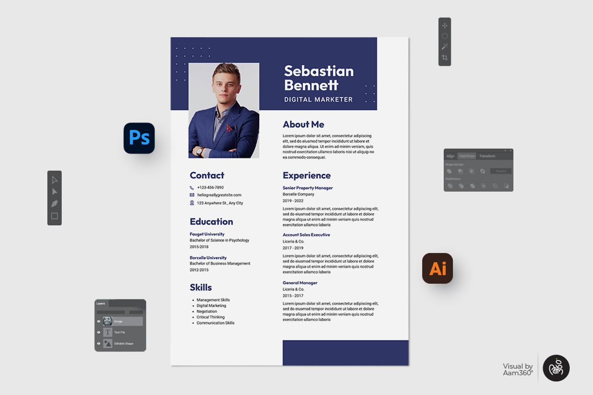 Professional Resume Template, a Flyer Template by Aam360