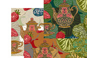 Lotus Garden Vintage Vector, a Pattern Graphic by NayaChu (Thumbnail 2 of 9)