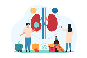 Diet awareness kidney health danger, a Healthcare Illustration by Flashvector