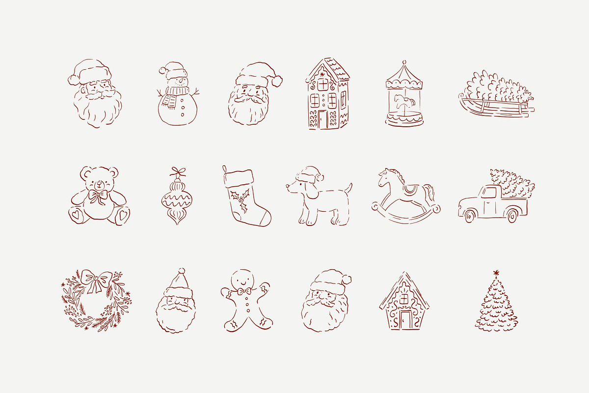Cute Hand Drawn Whimsy Christmas, a Decorative Illustration by Barkova Nadya (Photo 3 of 8)