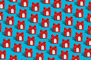 pattern of red polka dot gifts, generative AI, a Photo by Nito