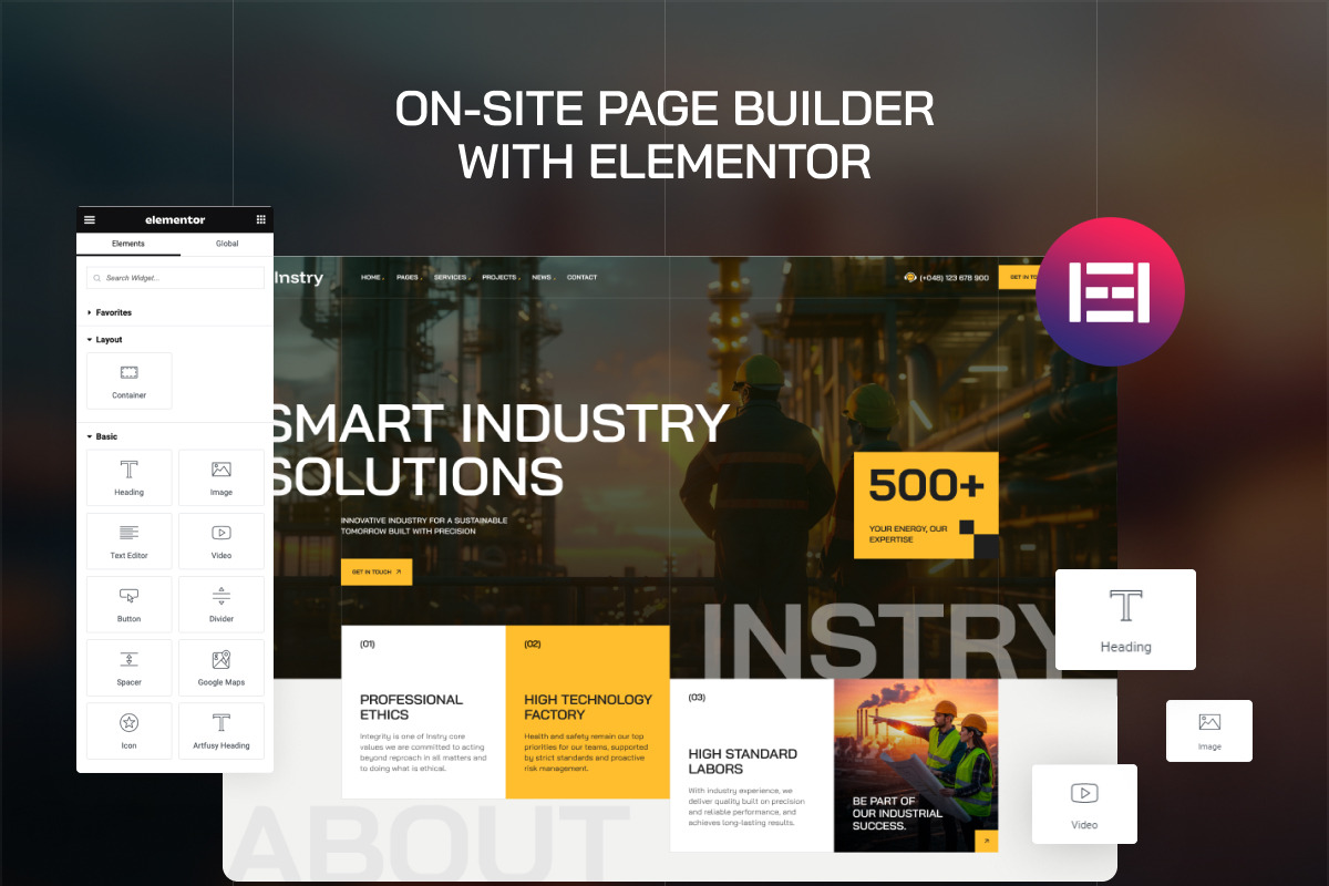 Instry – Industry & Factory Theme, a WordPress Template by Opal Wordpress Theme (Photo 3 of 7)