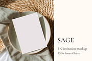 Sage Green 5x7 Invitation Mockup, an Advertising Mockup by Serenefeeling (Thumbnail 1 of 5)