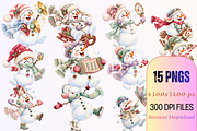 Funny Snowman Clipart Bundle, a Seasonal Illustration by Ink Gallery (Thumbnail 4 of 7)